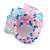 Pastel Pink/Blue Glass Bead and Stone Cluster Band Style Flex Ring/ Size M - view 5