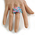 Pastel Pink/Blue Glass Bead and Stone Cluster Band Style Flex Ring/ Size M - view 4