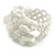 Snow White Glass and Shell Bead Cluster Band Style Flex Ring/ Size L - view 7
