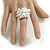 Snow White Glass and Shell Bead Cluster Band Style Flex Ring/ Size L - view 4