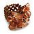 Brown Glass Bead and Glass Stone Cluster Band Style Flex Ring/ Size L - view 2