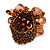 Brown Glass Bead and Glass Stone Cluster Band Style Flex Ring/ Size L - view 5