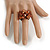 Brown Glass Bead and Glass Stone Cluster Band Style Flex Ring/ Size L - view 3