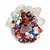 Red/White/Blue/Turquoise Glass Bead Cluster Band Style Flex Ring/ Size M - view 5