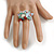 Red/White/Blue/Turquoise Glass Bead Cluster Band Style Flex Ring/ Size M - view 3