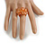 Orange Glass Bead Cluster Band Style Flex Ring/ Size M - view 3