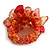 Red/Coral/Orange Glass and Stone Bead Cluster Band Style Flex Ring/ Size M/L - view 6
