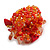 Red/Coral/Orange Glass and Stone Bead Cluster Band Style Flex Ring/ Size M/L - view 5