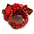 Red/Brown Glass Bead and Semiprecious Stone Cluster Band Style Flex Ring/ Size M - view 7