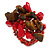 Red/Brown Glass Bead and Semiprecious Stone Cluster Band Style Flex Ring/ Size M - view 8