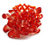 Red Glass Stone and  Orange Glass Bead Cluster Band Style Flex Ring/ Size M - view 5