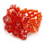 Red Glass Stone and  Orange Glass Bead Cluster Band Style Flex Ring/ Size M - view 4