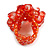 Red Glass Stone and  Orange Glass Bead Cluster Band Style Flex Ring/ Size M - view 6