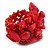 Red Glass Bead and Stone Cluster Band Style Flex Ring/ Size M/L - view 2