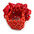 Red Glass Bead and Stone Cluster Band Style Flex Ring/ Size M/L - view 6