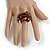 Brown Glass Bead and Semiprecious Stone Cluster Band Style Flex Ring/ Size L - view 3