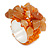 Orange Glass Bead and Semiprecious Stone Cluster Band Style Flex Ring/ Size M