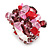 Pink/Plum/Red Glass Bead and Stone Cluster Band Style Flex Ring/ Size M