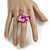 Pink/Purple Glass Bead and Glass Stone Cluster Band Style Flex Ring/ Size M - view 3