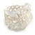 Opaque/Transparent/White Glass Bead and Semi Precious Stone Cluster Band Style Flex Ring/ Size L - view 6