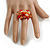 Antique Orange/Red Glass Bead and Semi Precious Stone Cluster Band Style Flex Ring/ Size M/L - view 3