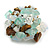 Clear/Aqua/Brown/White Glass Bead and Glass Stone Cluster Band Style Flex Ring/ Size M - view 5