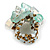 Clear/Aqua/Brown/White Glass Bead and Glass Stone Cluster Band Style Flex Ring/ Size M - view 7