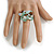 Clear/Aqua/Brown/White Glass Bead and Glass Stone Cluster Band Style Flex Ring/ Size M - view 3