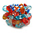 Red/Blue/Orange Glass Bead Cluster Band Style Flex Ring/ Size M - view 2