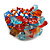 Red/Blue/Orange Glass Bead Cluster Band Style Flex Ring/ Size M - view 4