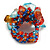 Red/Blue/Orange Glass Bead Cluster Band Style Flex Ring/ Size M - view 5