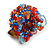 Red/Blue/Orange Glass Bead Cluster Band Style Flex Ring/ Size M - view 6