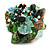 Green/Aqua/Black/Brown Glass Bead and Semi Precious Stone Cluster Band Style Flex Ring/ Size M - view 7