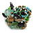 Green/Aqua/Black/Brown Glass Bead and Semi Precious Stone Cluster Band Style Flex Ring/ Size M - view 8
