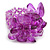 Purple Pink Glass Bead and Glass Stone Cluster Band Style Flex Ring/ Size S/M - view 2