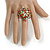 Multicoloured Glass and Acrylic Bead Sunflower Stretch Ring/35mm D/ Size S - view 3