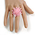 35mm D/Pastel Pink Glass and Acrylic Bead Sunflower Stretch Ring - Size M/L - view 3