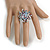 35mm D/Light Blue/Red/White Glass/Acrylic Bead Sunflower Stretch Ring - Size S - view 3