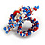 45mm Blue/White/Red Glass and Sequin Star Flex Ring/Size M - view 6