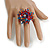 45mm Glass and Sequin Star Flex Ring/Red/Blue/Orange/Size M - view 3