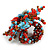 45mm Multicoloured Glass and Sequin Star Flex Ring/ Light Blue/Red/Amber/Size M - view 6