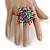 45mm Multicoloured Glass and Sequin Star Flex Ring/ Light Blue/Red/Amber/Size M - view 3