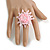 45mm D Pastel Pink Glass and Sequin Star Flex Ring/Size M - view 3