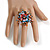 45mm Pink/Orange/Blue/Black Glass and Sequin Star Flex Ring/Size M - view 3