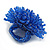 45mm Diameter Cobalt Blue Glass Bead Flower Stretch Ring/ Size M - view 5