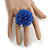 45mm Diameter Cobalt Blue Glass Bead Flower Stretch Ring/ Size M - view 3