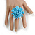 45mm Diameter Baby Blue Glass Bead Flower Stretch Ring/ Size M/L - view 3
