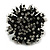 45mm Diameter Black/Transparent Glass Bead Flower Stretch Ring/Size M - view 2