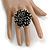 45mm Diameter Black/Transparent Glass Bead Flower Stretch Ring/Size M - view 3