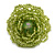 Shiny Lime Green Glass Bead Flower Stretch Ring/ 40mm Diameter - view 2